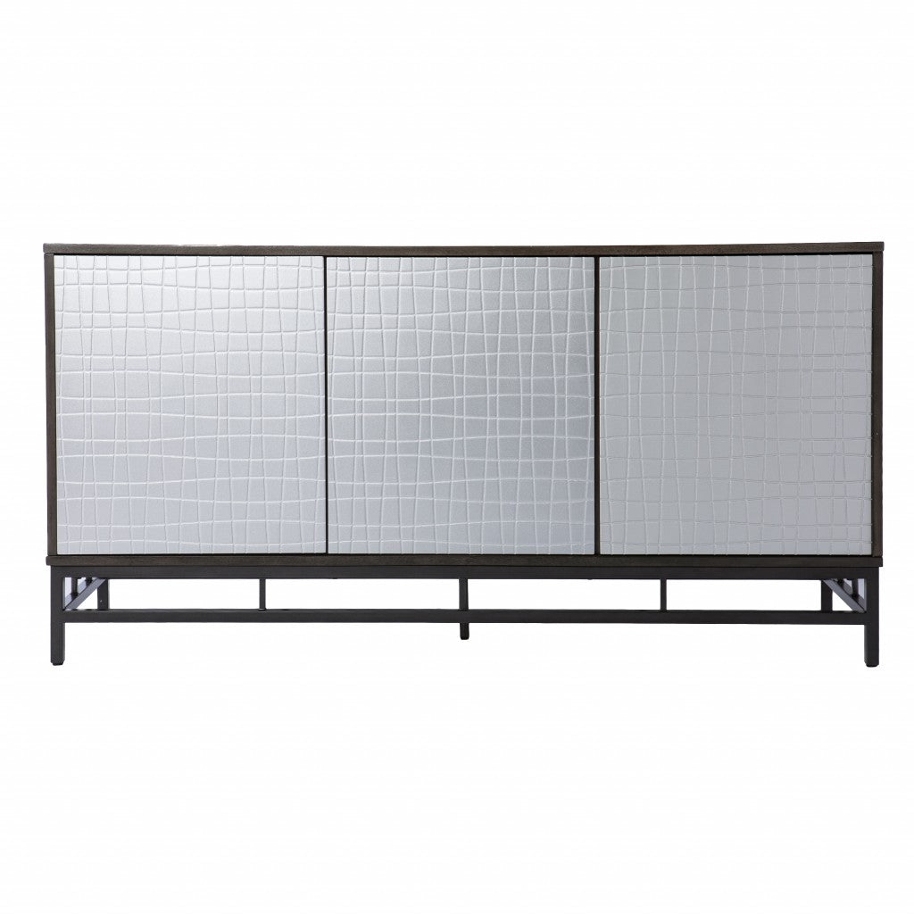 Contemporary Grid Lines Three Door Accent Cabinet By Homeroots | Cabinets | Modishstore - 4