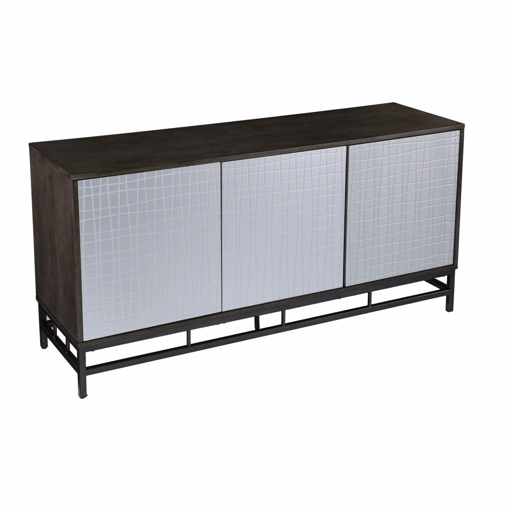 Contemporary Grid Lines Three Door Accent Cabinet By Homeroots | Cabinets | Modishstore - 5