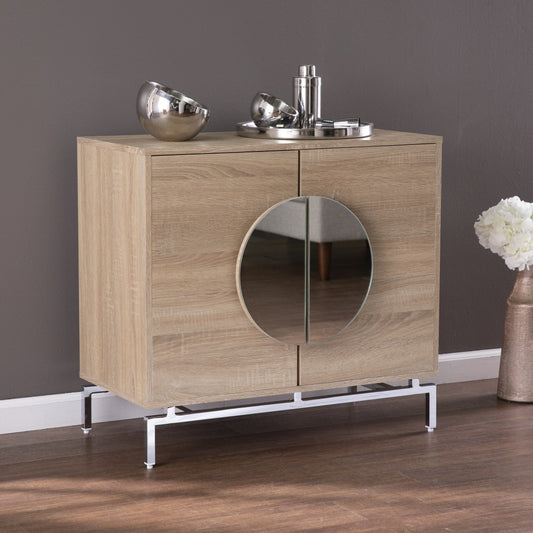 Contemporary Mirrored Circle Double Door Bar Cabinet By Homeroots | Cabinets | Modishstore