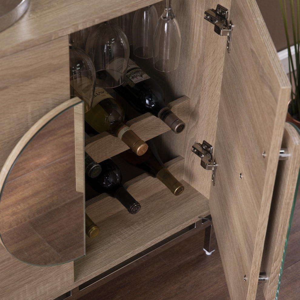 Contemporary Mirrored Circle Double Door Bar Cabinet By Homeroots | Cabinets | Modishstore - 2