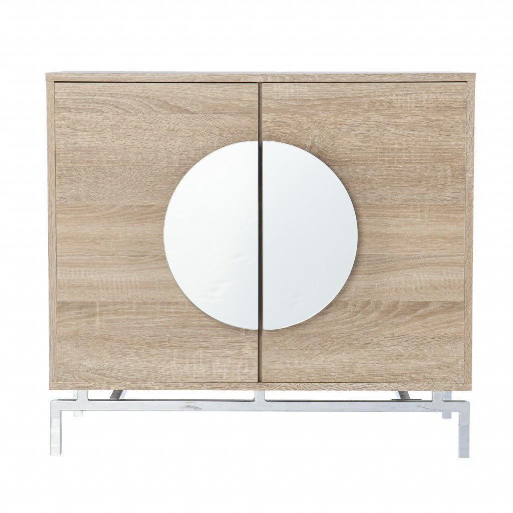 Contemporary Mirrored Circle Double Door Bar Cabinet By Homeroots | Cabinets | Modishstore - 4