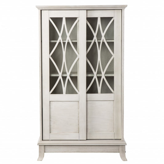 Rustic White Sliding Double Door Accent Cabinet By Homeroots | Cabinets | Modishstore