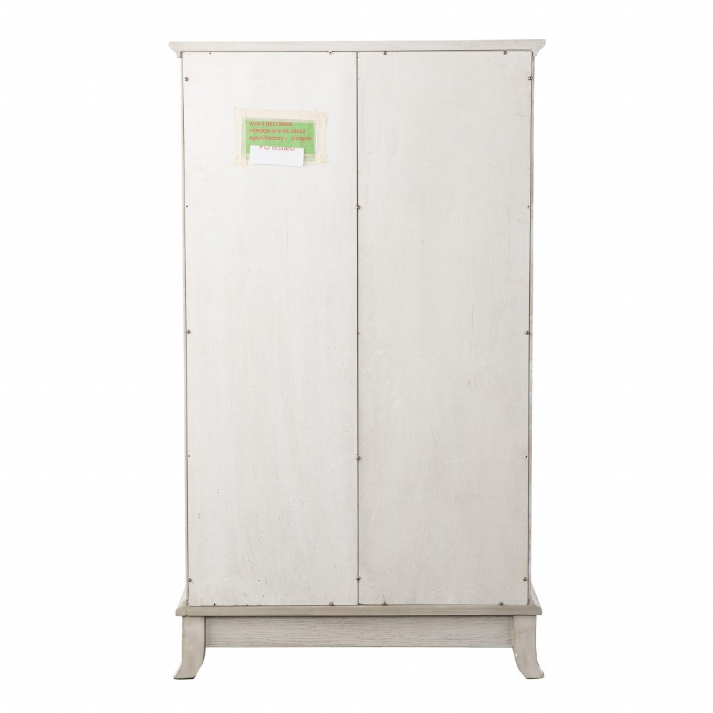 Rustic White Sliding Double Door Accent Cabinet By Homeroots | Cabinets | Modishstore - 4