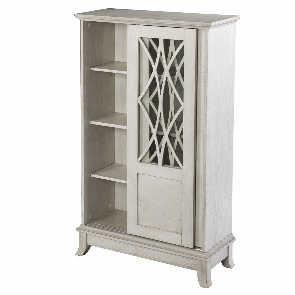 Rustic White Sliding Double Door Accent Cabinet By Homeroots | Cabinets | Modishstore - 5