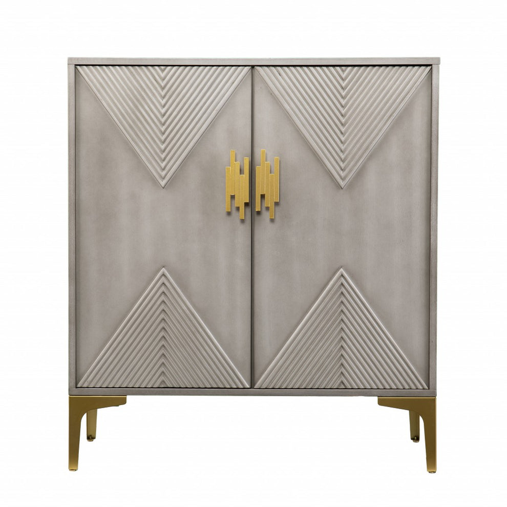 Graywash Textured Geo Contemporary Accent Cabinet By Homeroots | Cabinets | Modishstore - 4