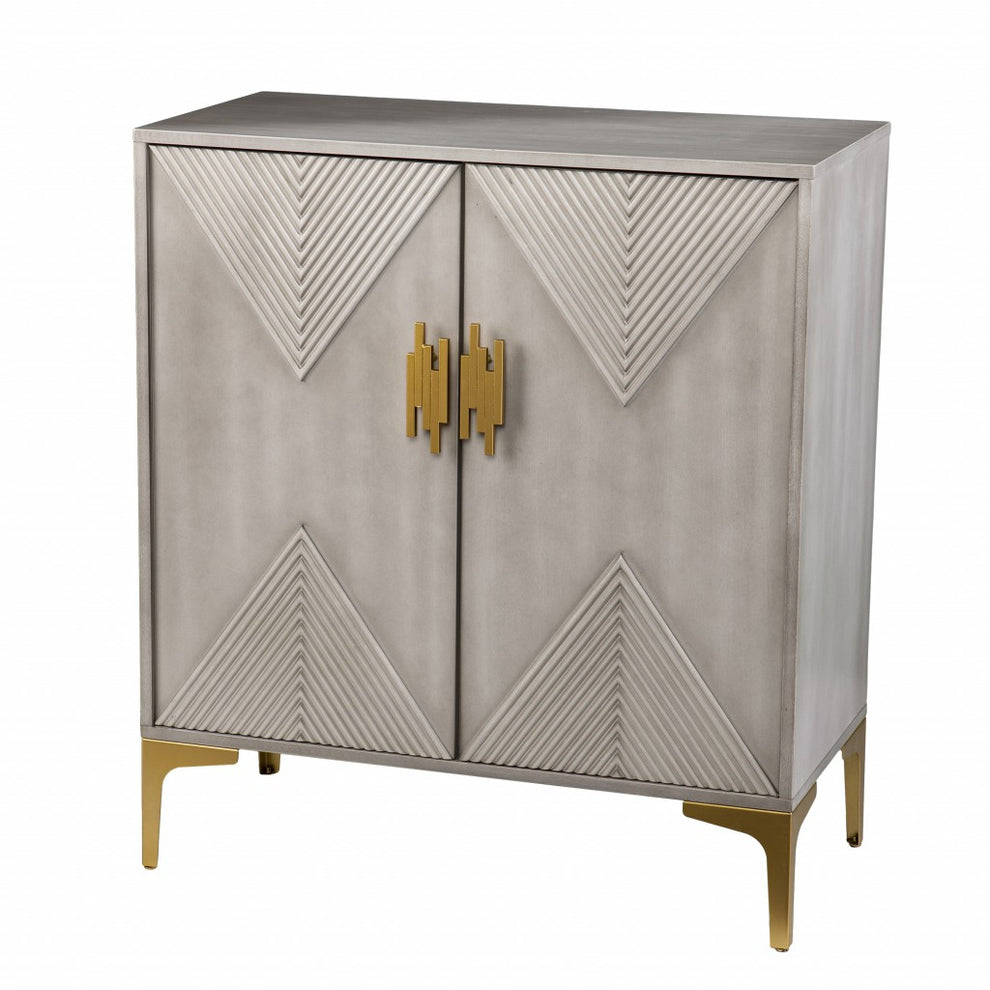 Graywash Textured Geo Contemporary Accent Cabinet By Homeroots | Cabinets | Modishstore - 5