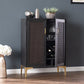 Modern Rustic Black Gold And Faux Rattan Bar Cabinet By Homeroots | Cabinets | Modishstore - 3