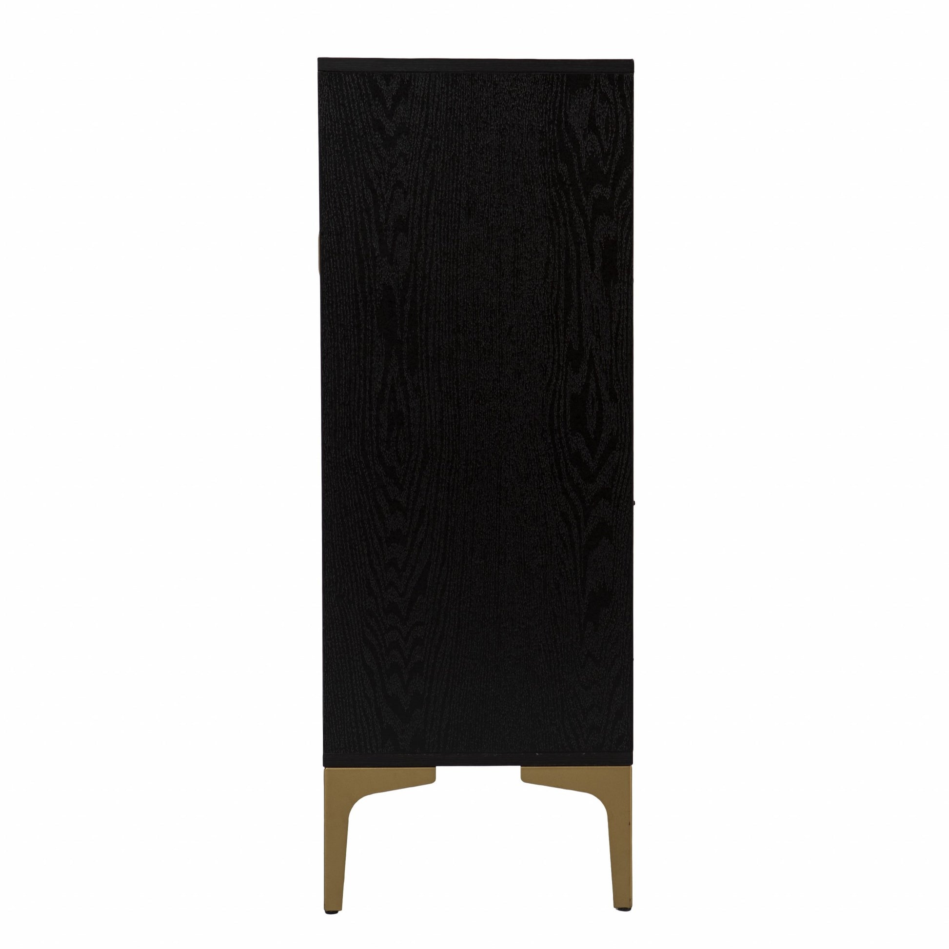 Modern Rustic Black Gold And Faux Rattan Bar Cabinet By Homeroots | Cabinets | Modishstore - 6
