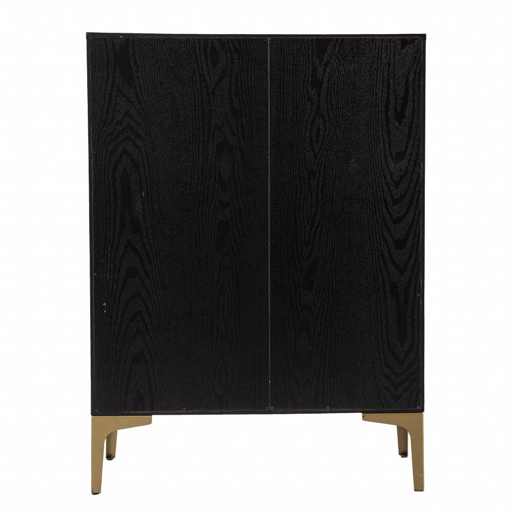 Modern Rustic Black Gold And Faux Rattan Bar Cabinet By Homeroots | Cabinets | Modishstore - 7