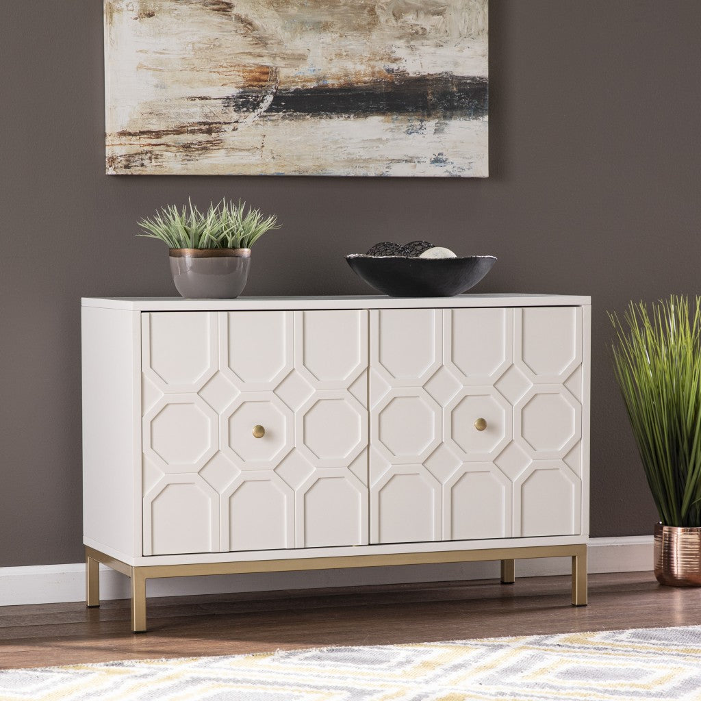White And Gold Moroccan Dynasty Two Door Accent Cabinet By Homeroots | Cabinets | Modishstore