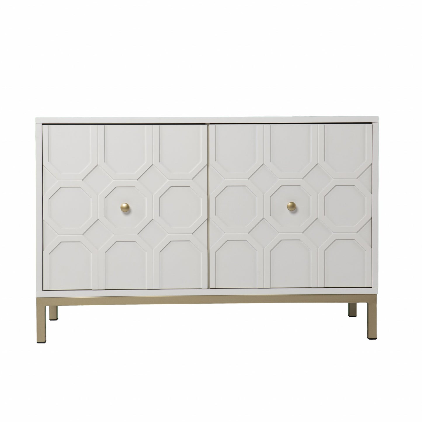 White And Gold Moroccan Dynasty Two Door Accent Cabinet By Homeroots | Cabinets | Modishstore - 4
