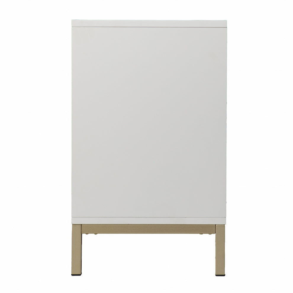White And Gold Moroccan Dynasty Two Door Accent Cabinet By Homeroots | Cabinets | Modishstore - 6