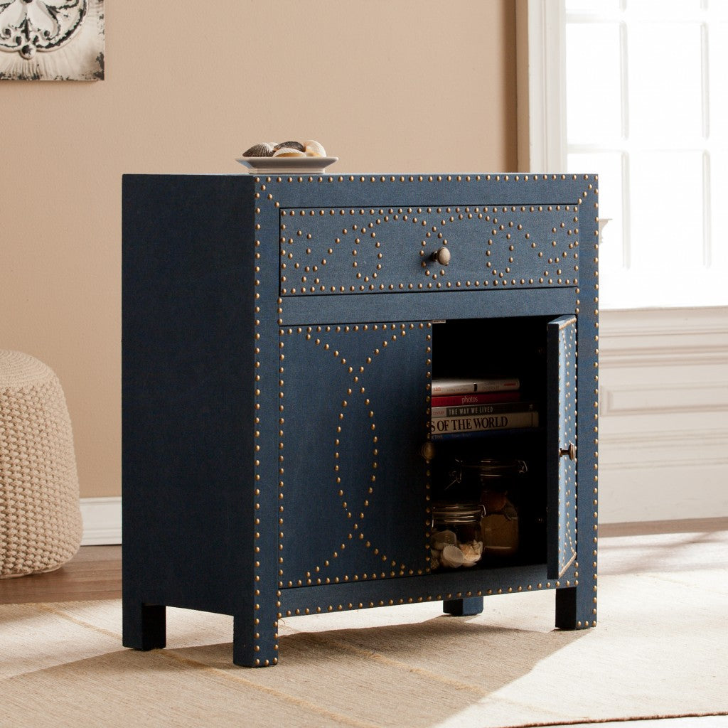Navy And Brass Nailhead Accent Storage Cabinet By Homeroots | Cabinets | Modishstore - 2