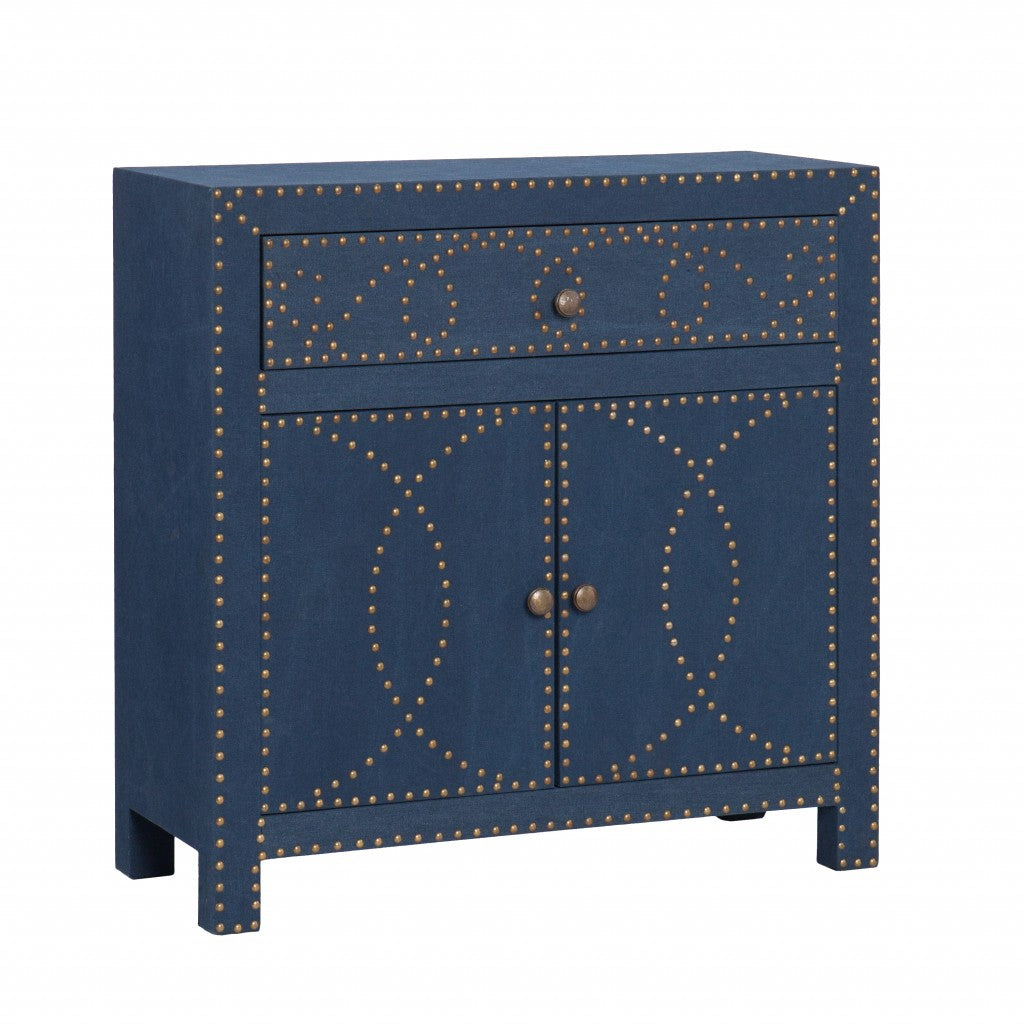 Navy And Brass Nailhead Accent Storage Cabinet By Homeroots | Cabinets | Modishstore - 3