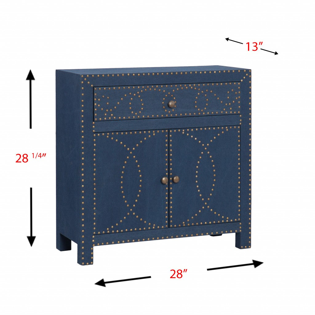 Navy And Brass Nailhead Accent Storage Cabinet By Homeroots | Cabinets | Modishstore - 4