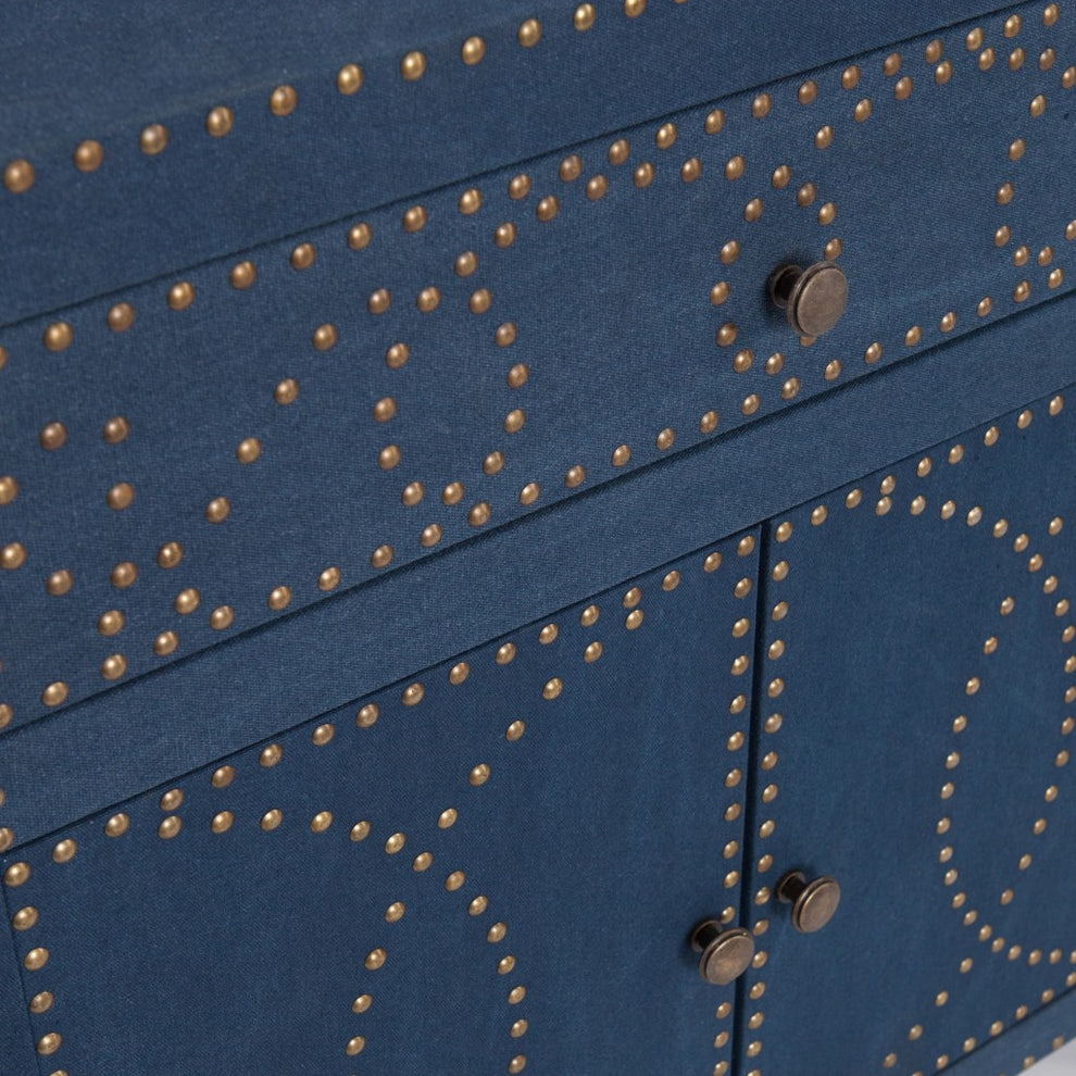 Navy And Brass Nailhead Accent Storage Cabinet By Homeroots | Cabinets | Modishstore - 5