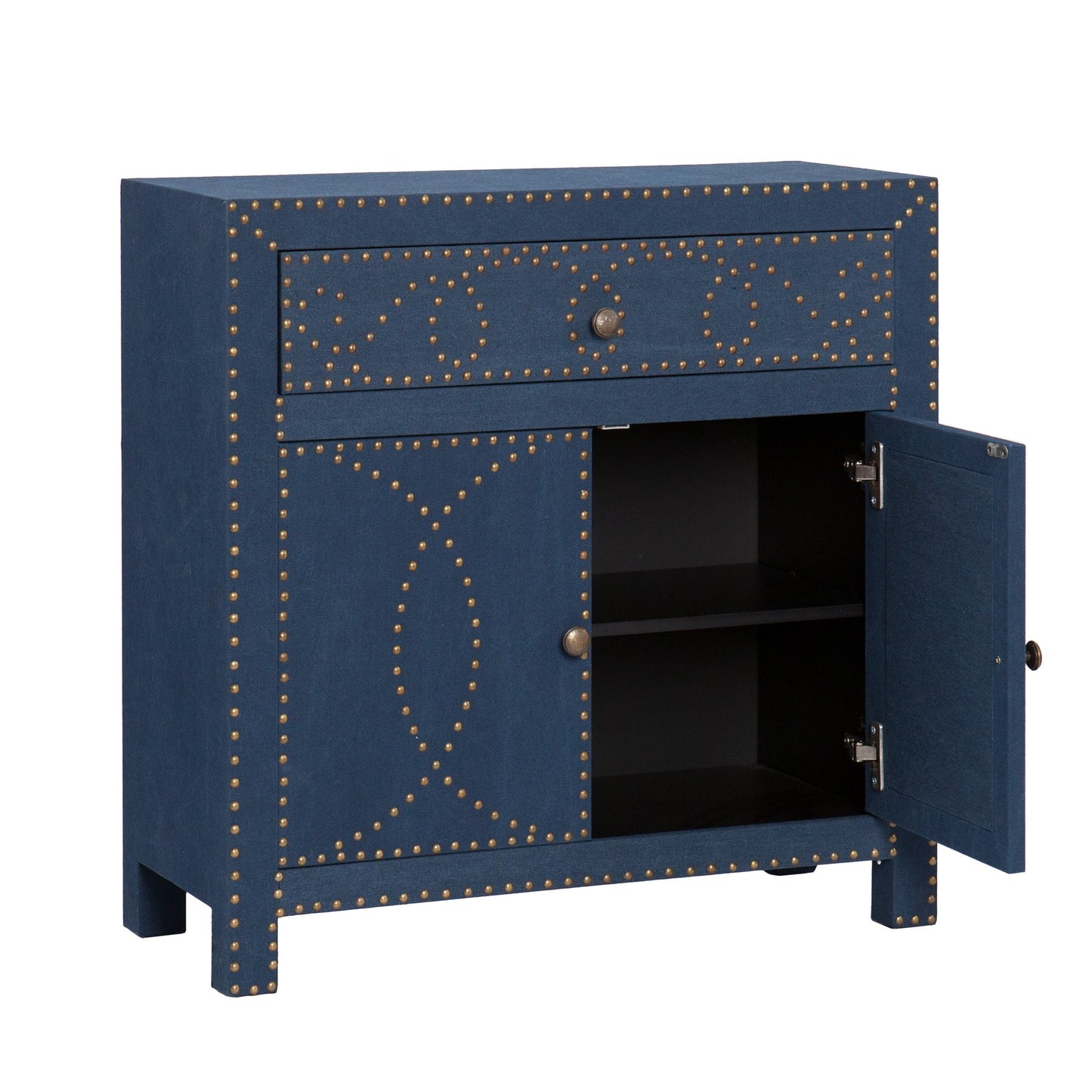 Navy And Brass Nailhead Accent Storage Cabinet By Homeroots | Cabinets | Modishstore - 6