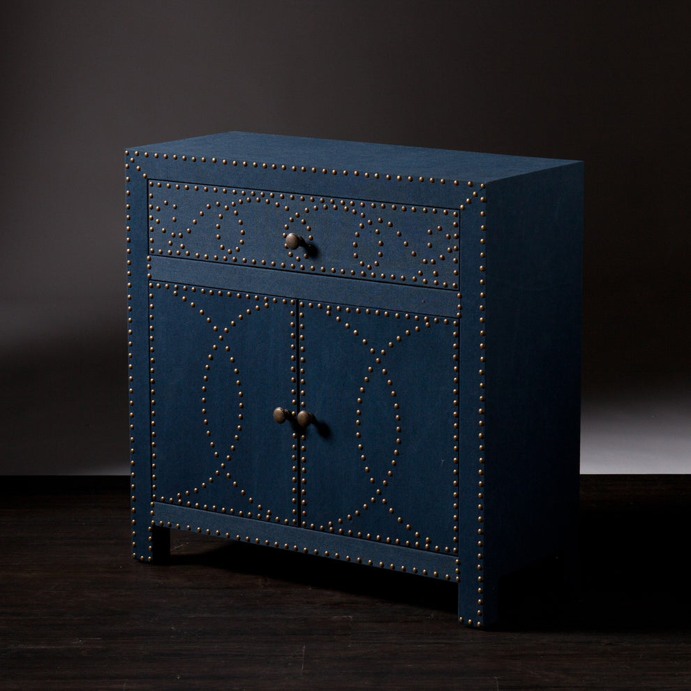 Navy And Brass Nailhead Accent Storage Cabinet By Homeroots | Cabinets | Modishstore - 7
