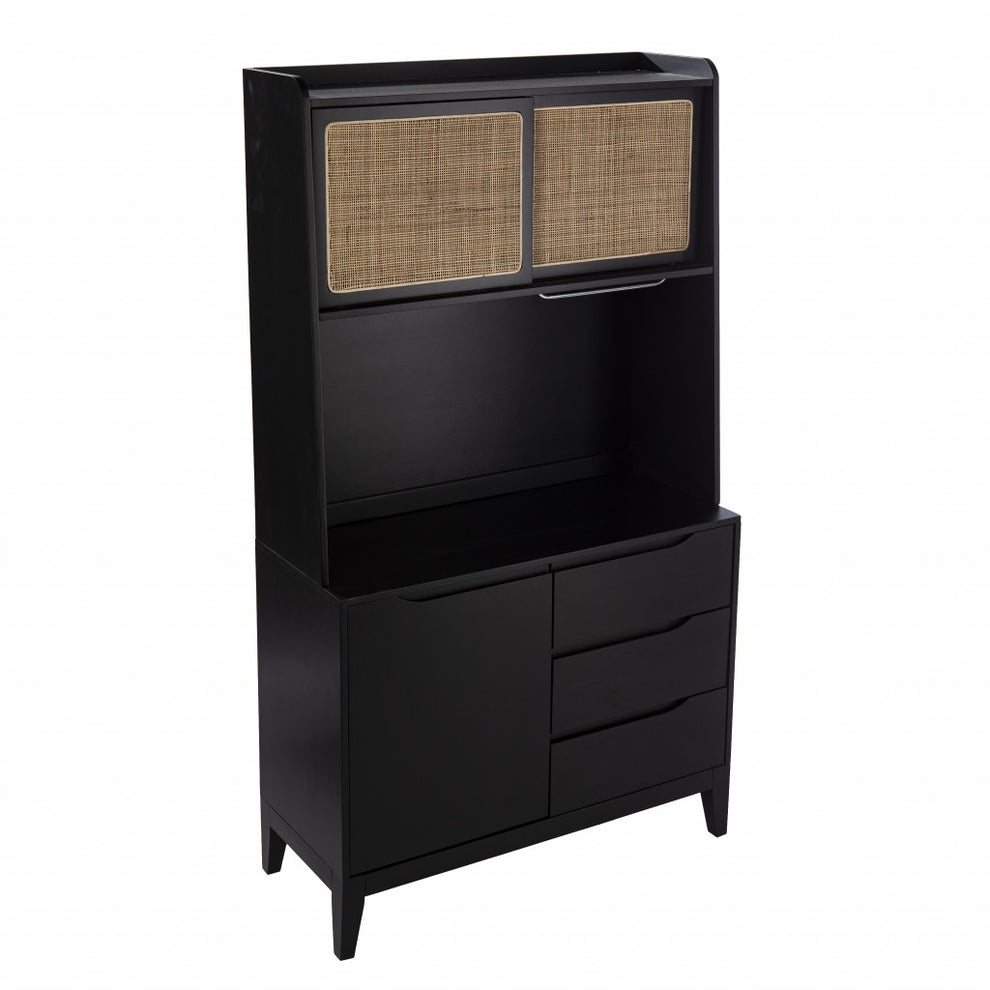 Rustic Black And Light Bamboo Tall Buffet Cabinet By Homeroots | Sideboards | Modishstore - 5