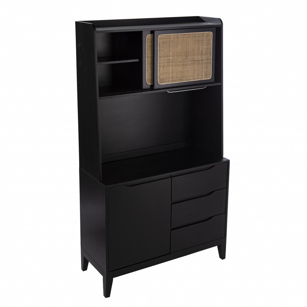 Rustic Black And Light Bamboo Tall Buffet Cabinet By Homeroots | Sideboards | Modishstore - 8