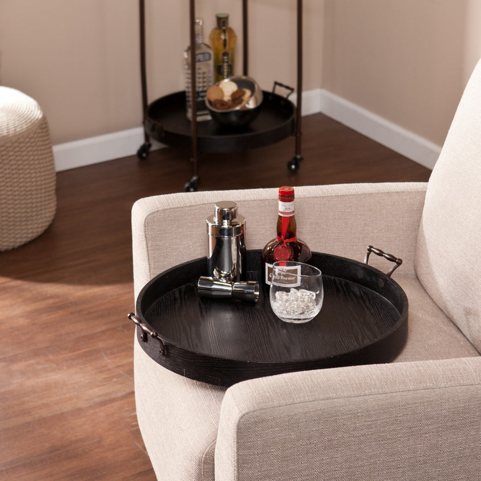 Spyro Black and Bronze Rolling Bar Cart Server By Homeroots | Accent Tables | Modishstore - 2