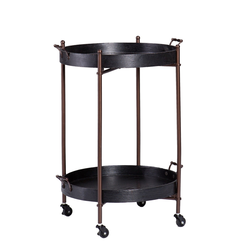 Spyro Black and Bronze Rolling Bar Cart Server By Homeroots | Accent Tables | Modishstore - 3