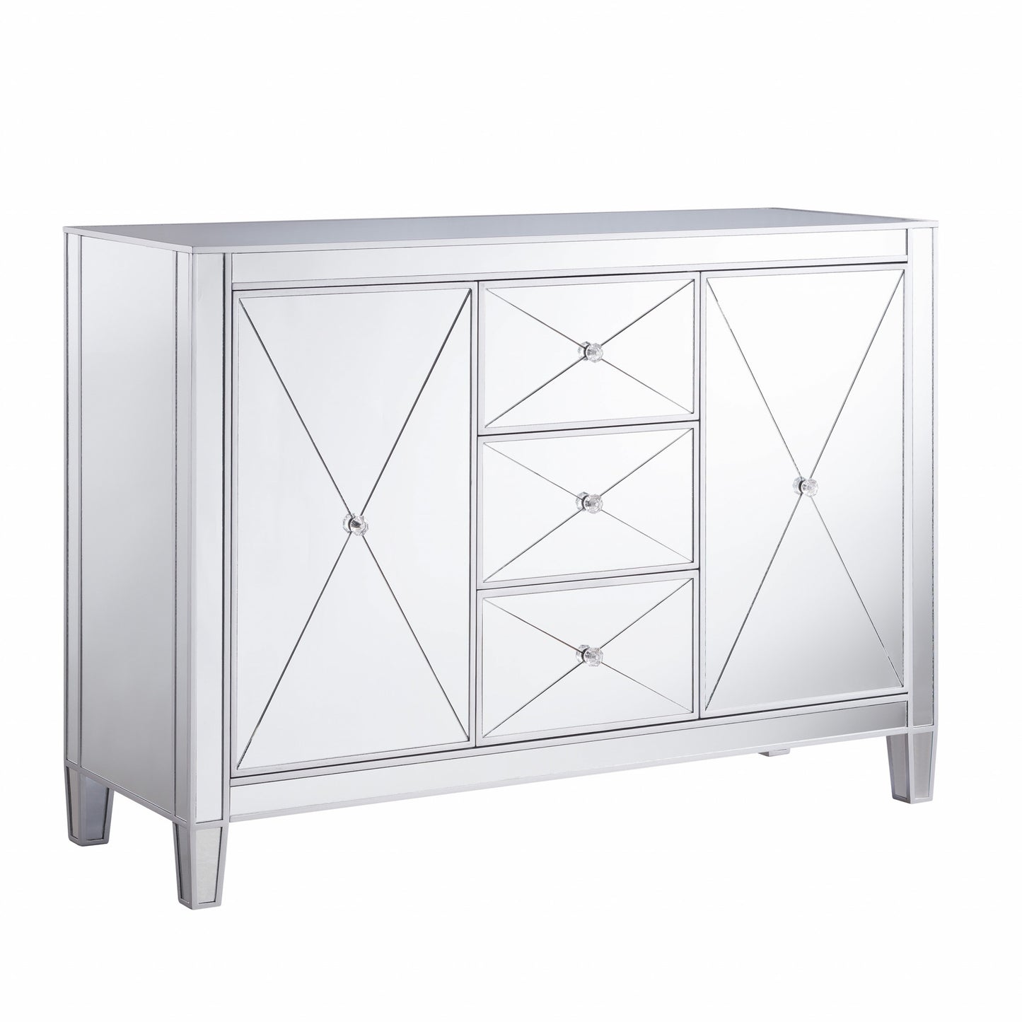 Glamorous Mirrored Bling Multi Storage Accent Cabinet By Homeroots | Cabinets | Modishstore - 5