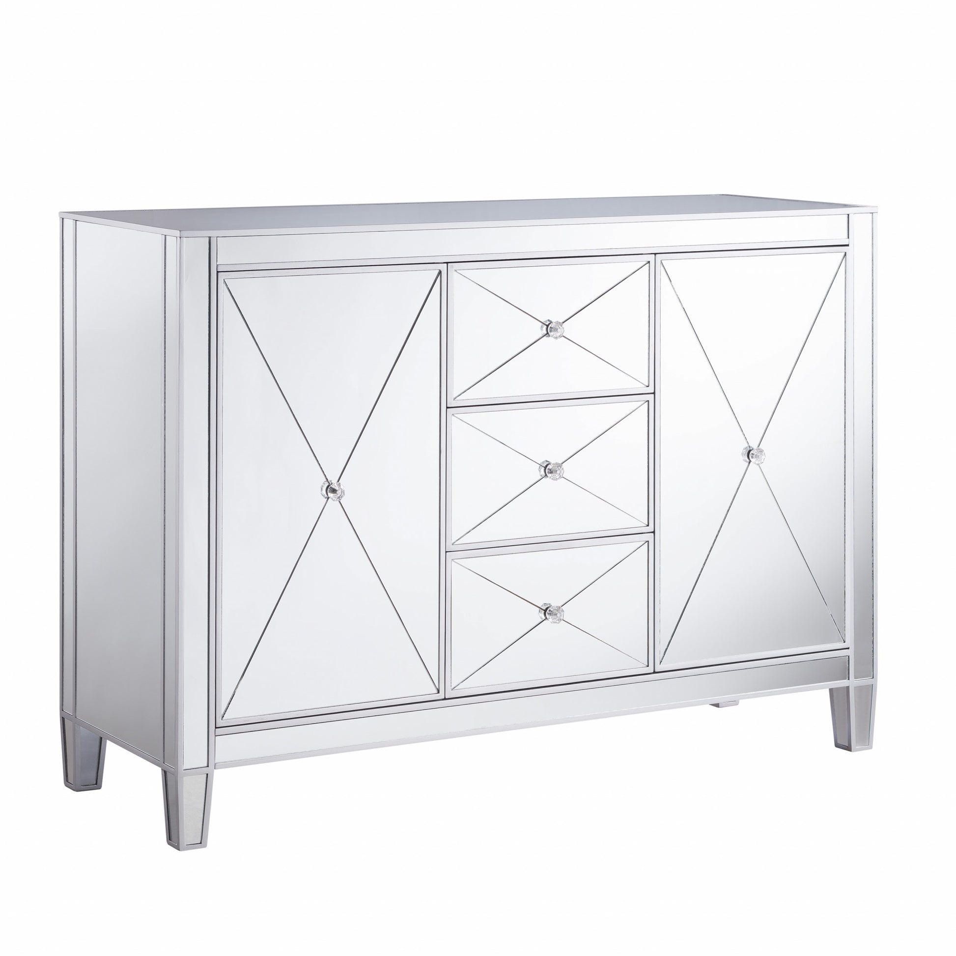 Glamorous Mirrored Bling Multi Storage Accent Cabinet By Homeroots | Cabinets | Modishstore - 5