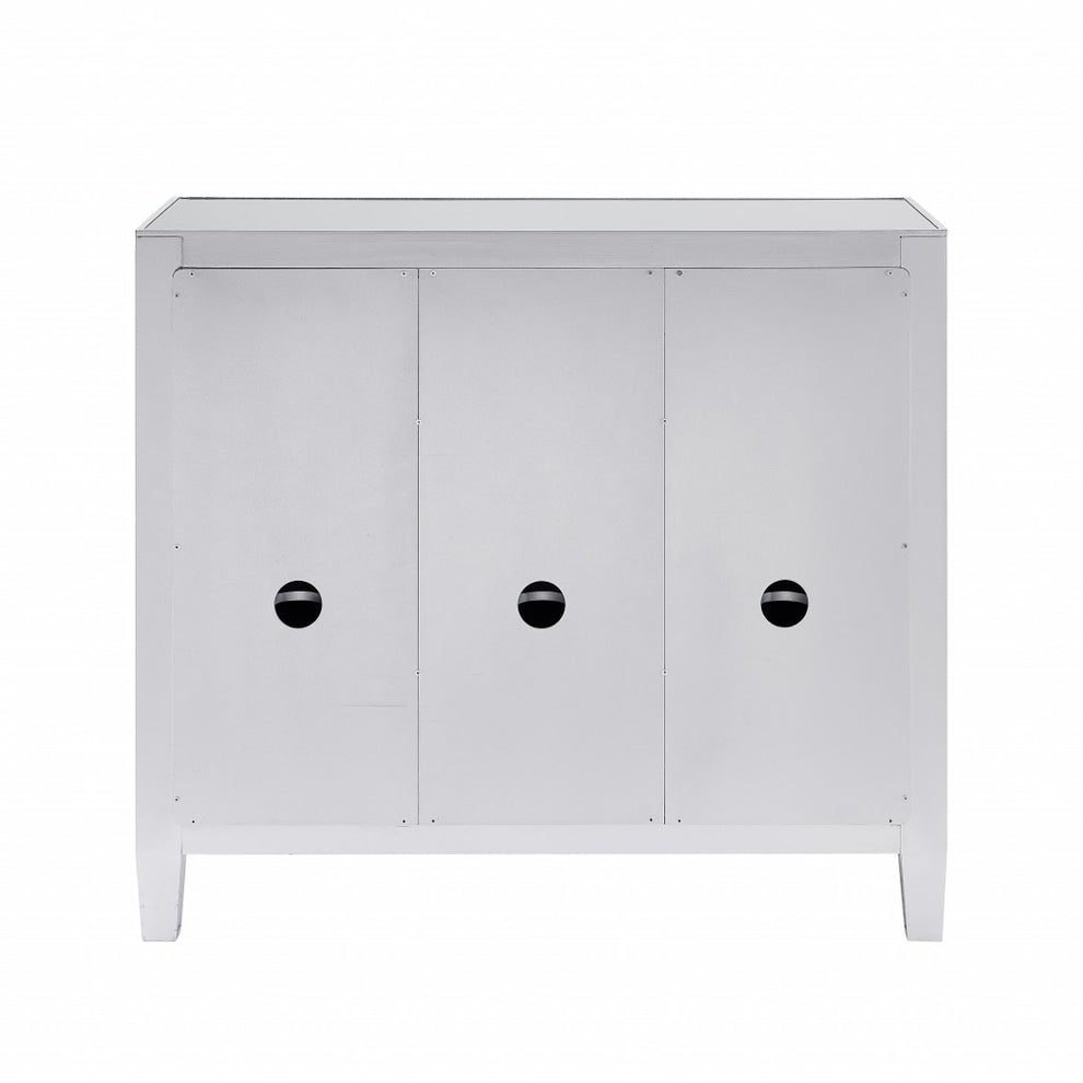 Glamorous Mirrored Bling Three Door Accent Cabinet By Homeroots | Cabinets | Modishstore - 7