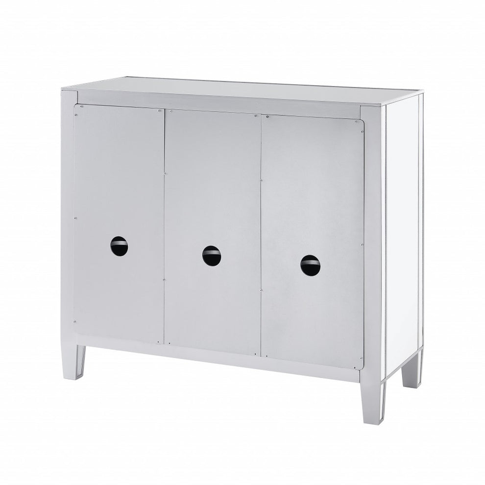 Glamorous Mirrored Bling Three Door Accent Cabinet By Homeroots | Cabinets | Modishstore - 8