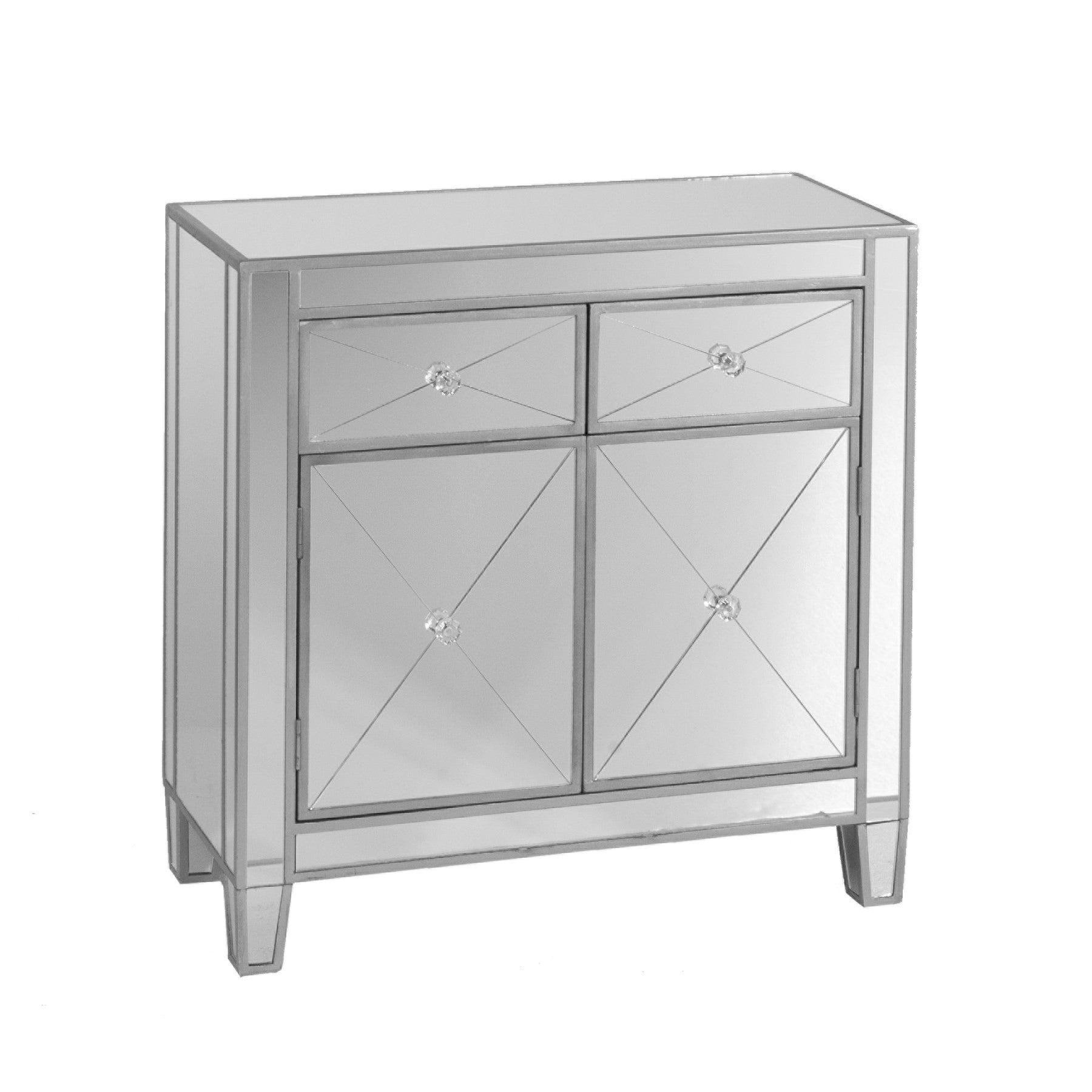 Glamorous Mirrored Bling Two Door Storage Accent Cabinet By Homeroots | Cabinets | Modishstore - 4
