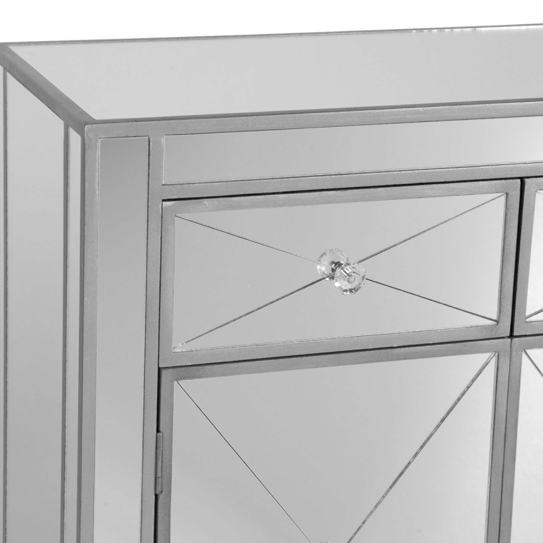 Glamorous Mirrored Bling Two Door Storage Accent Cabinet By Homeroots | Cabinets | Modishstore - 6