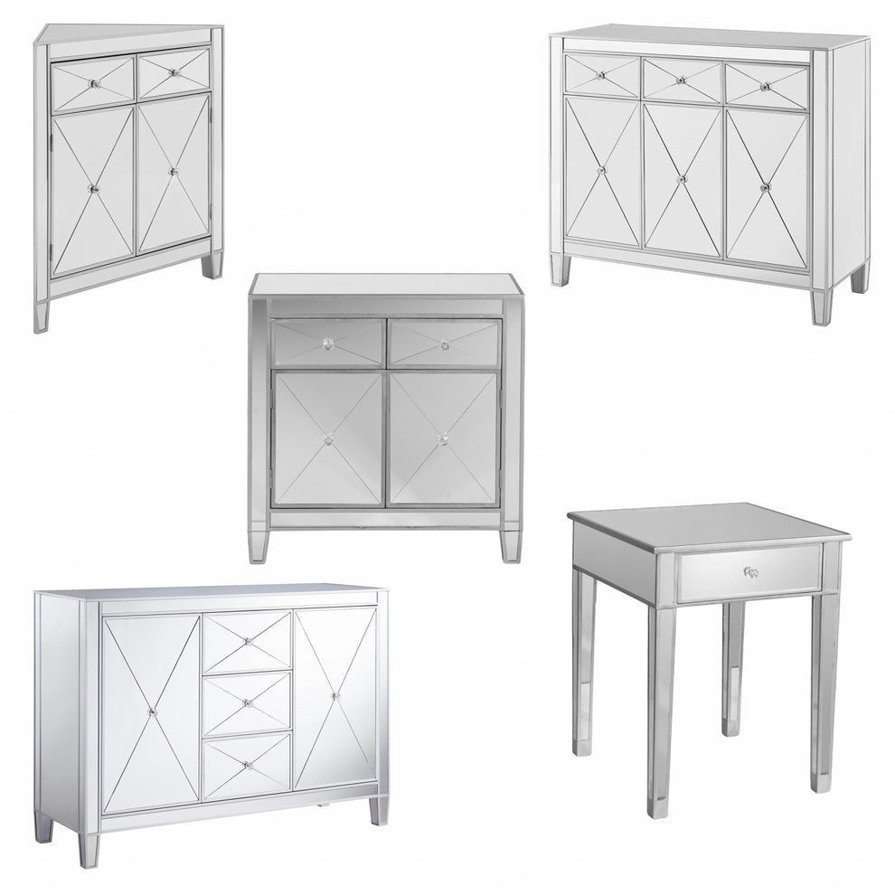 Glamorous Mirrored Bling Two Door Storage Accent Cabinet By Homeroots | Cabinets | Modishstore - 7