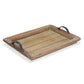 Wooden Paneled Tray With Metal Handles By Homeroots | Trays | Modishstore