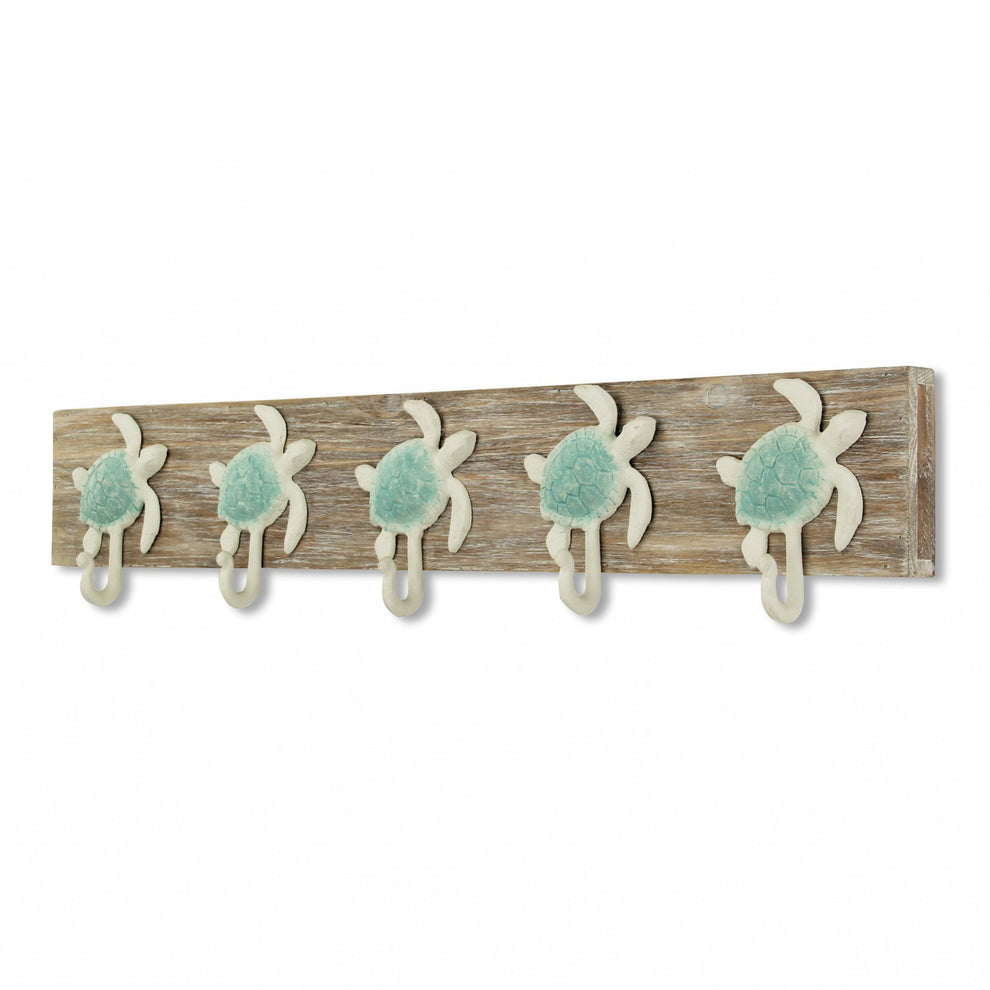 Coastal Sea Turtle Five Hook Coat Hanger By Homeroots | Coat Racks | Modishstore - 3