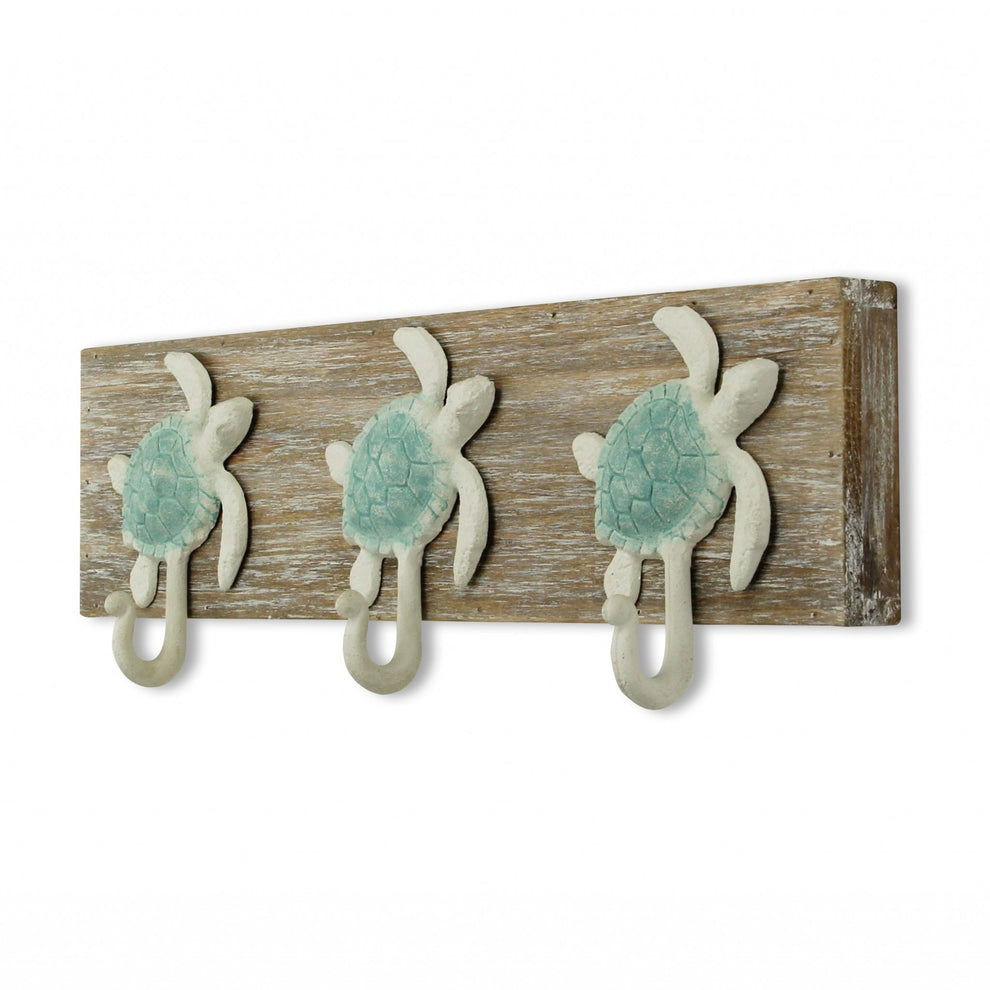 Coastal Sea Turtle Three Hook Coat Hanger By Homeroots | Coat Racks | Modishstore - 3
