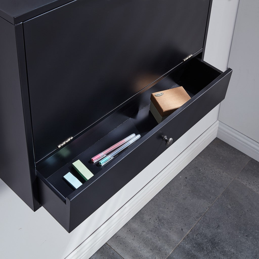 Black Wall Mount Folding Desk By Homeroots | Desks | Modishstore - 2