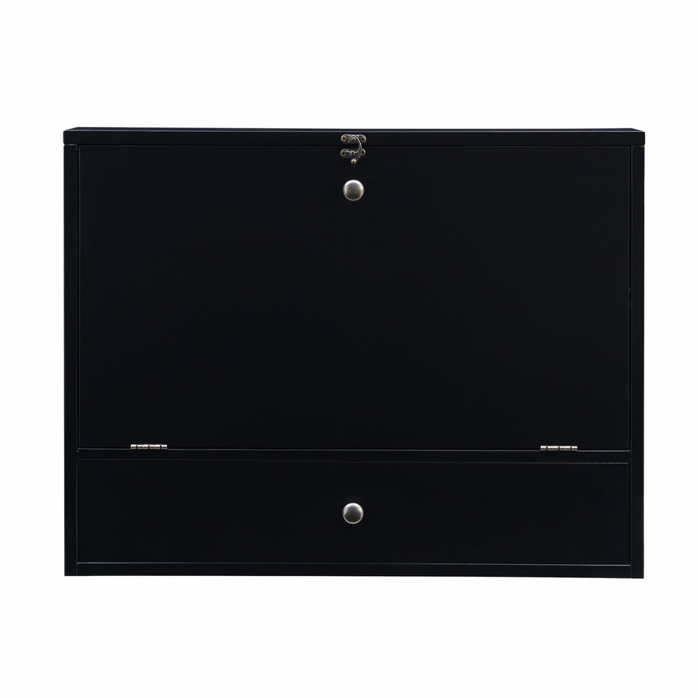 Black Wall Mount Folding Desk By Homeroots | Desks | Modishstore - 4