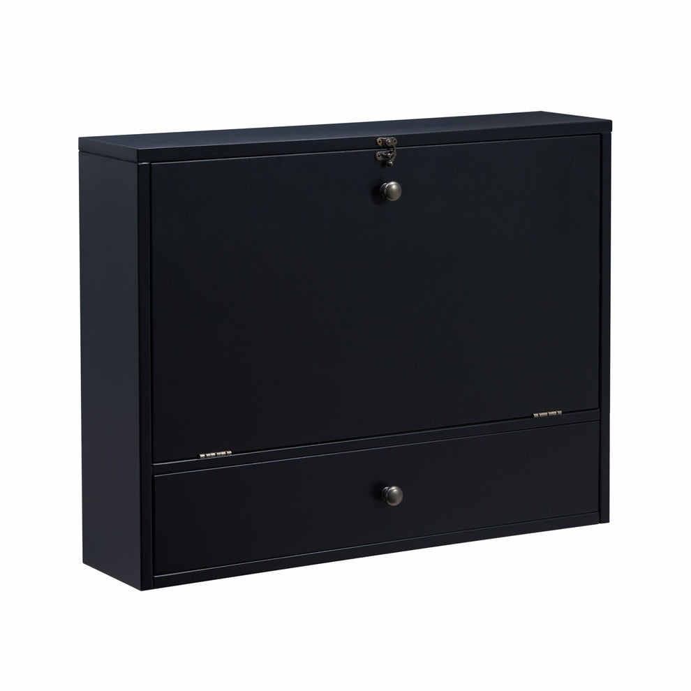 Black Wall Mount Folding Desk By Homeroots | Desks | Modishstore - 5