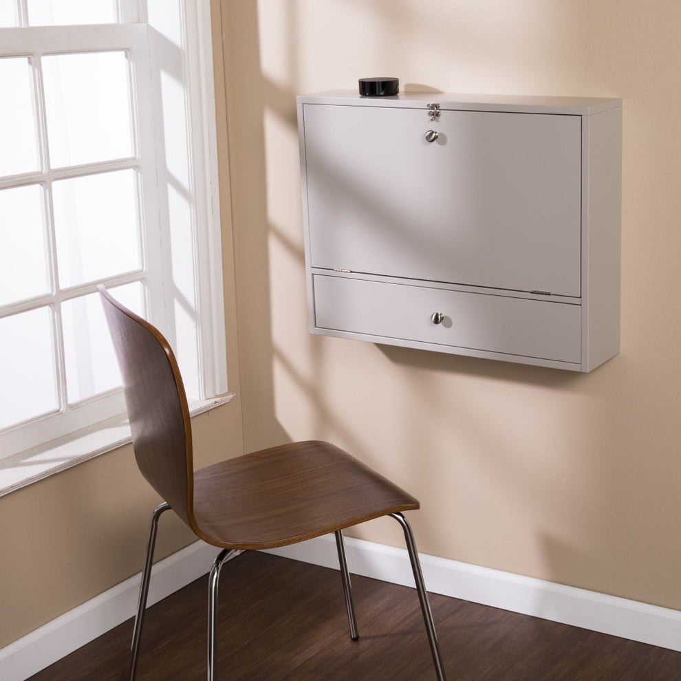 Gray Wall Mount Folding Desk By Homeroots | Desks | Modishstore - 3