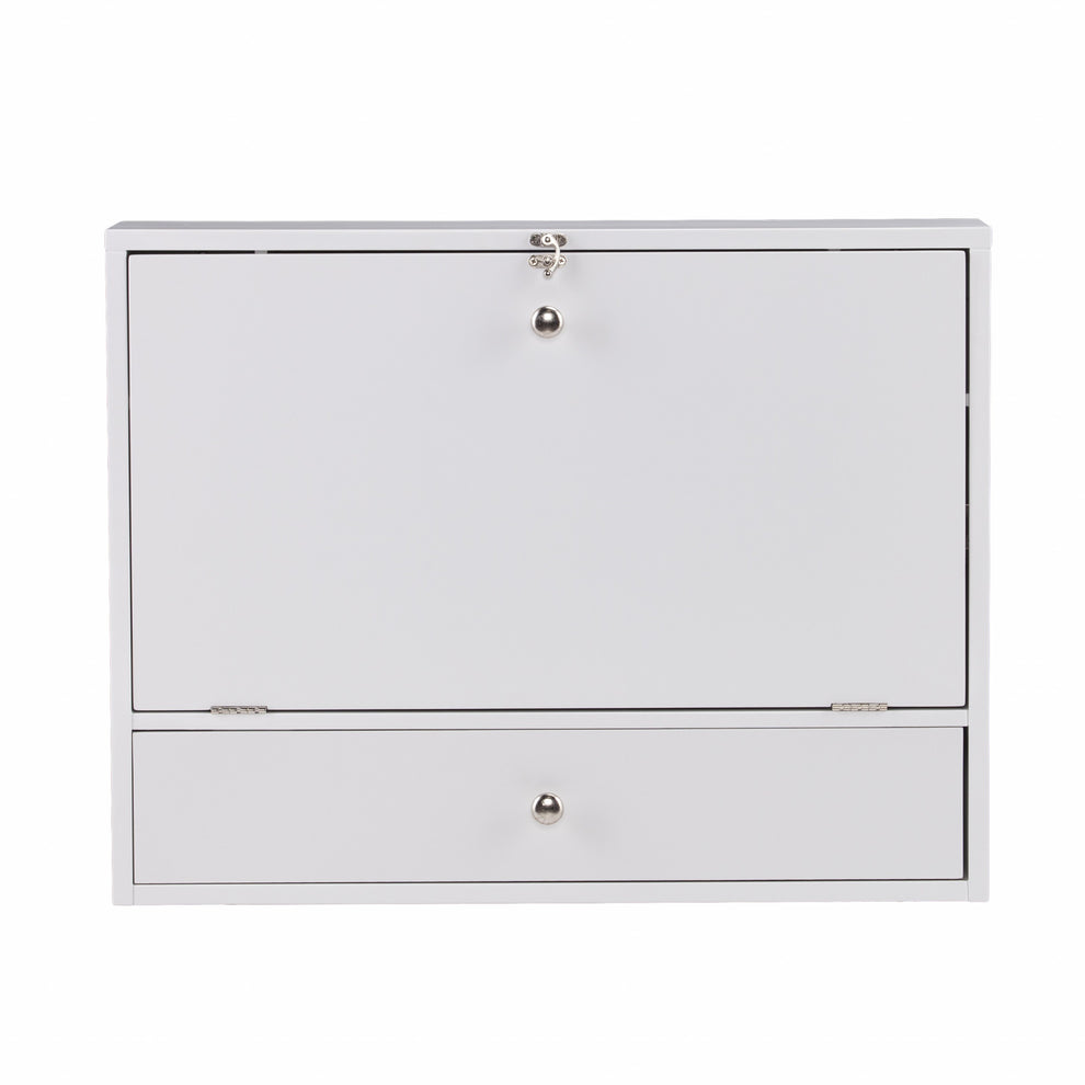 White Wall Mount Folding Desk By Homeroots | Desks | Modishstore - 4