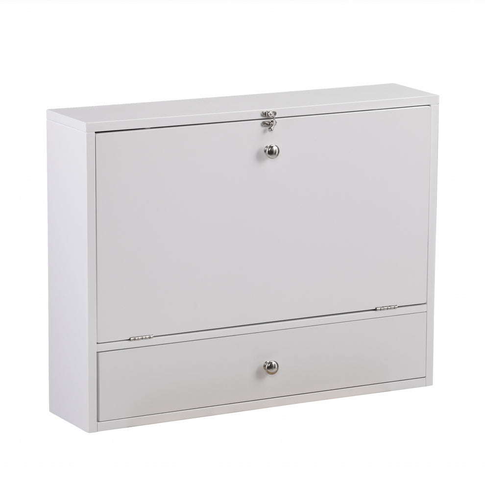 White Wall Mount Folding Desk By Homeroots | Desks | Modishstore - 5