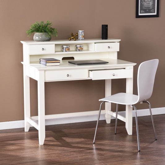 Creamy White Secretary Writing or Computer Desk By Homeroots | Desks | Modishstore