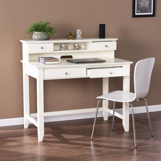 Creamy White Secretary Writing or Computer Desk By Homeroots | Desks | Modishstore