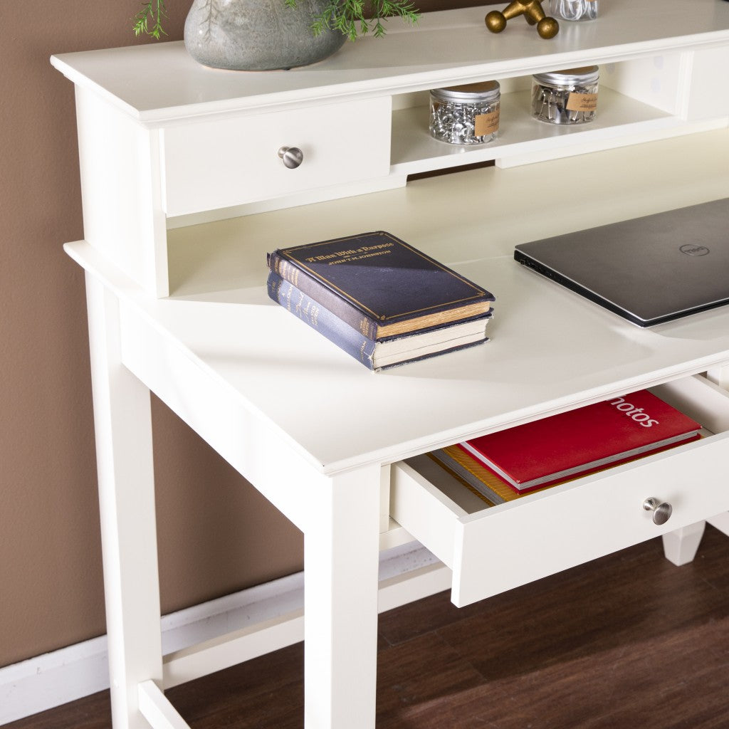 Creamy White Secretary Writing or Computer Desk By Homeroots | Desks | Modishstore - 2