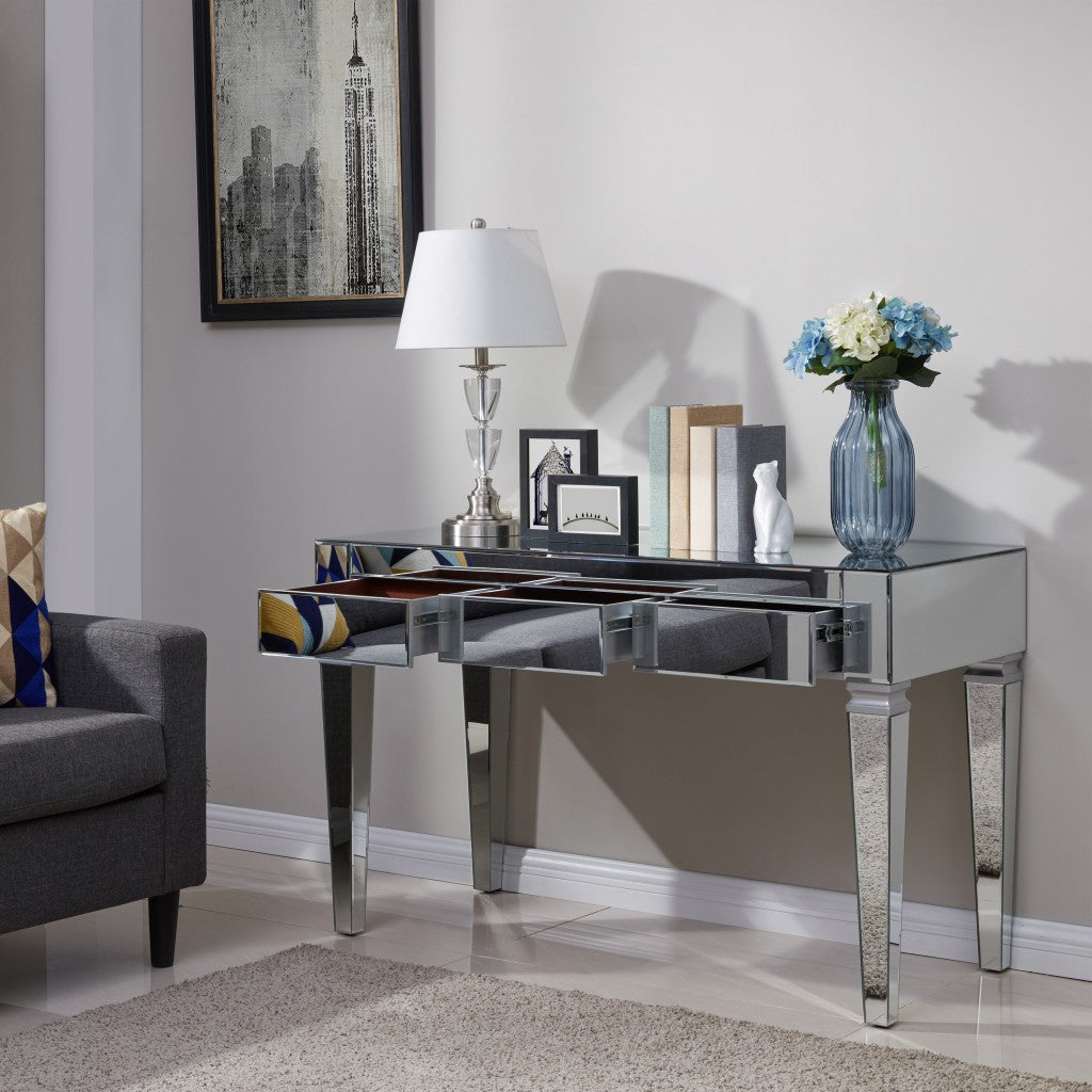 Silver Mirrored Glam Desk By Homeroots | Desks | Modishstore - 3