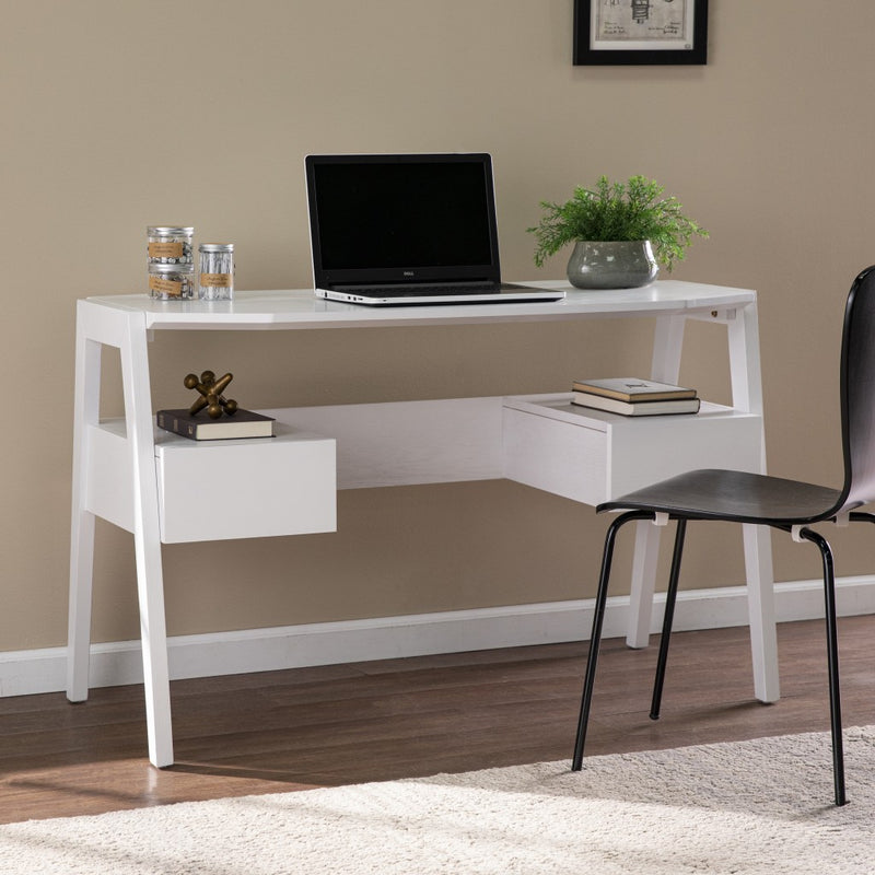 Metallic White Modern Writing Desk By Homeroots | Desks | Modishstore