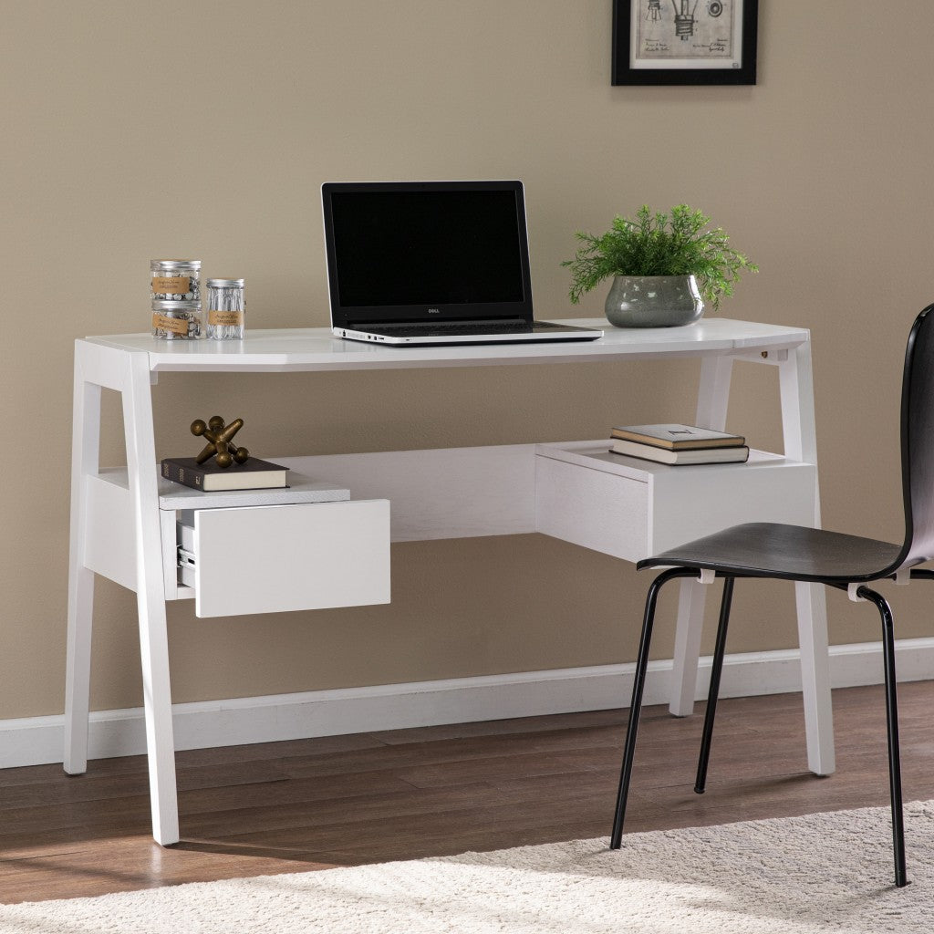 Metallic White Modern Writing Desk By Homeroots | Desks | Modishstore - 3
