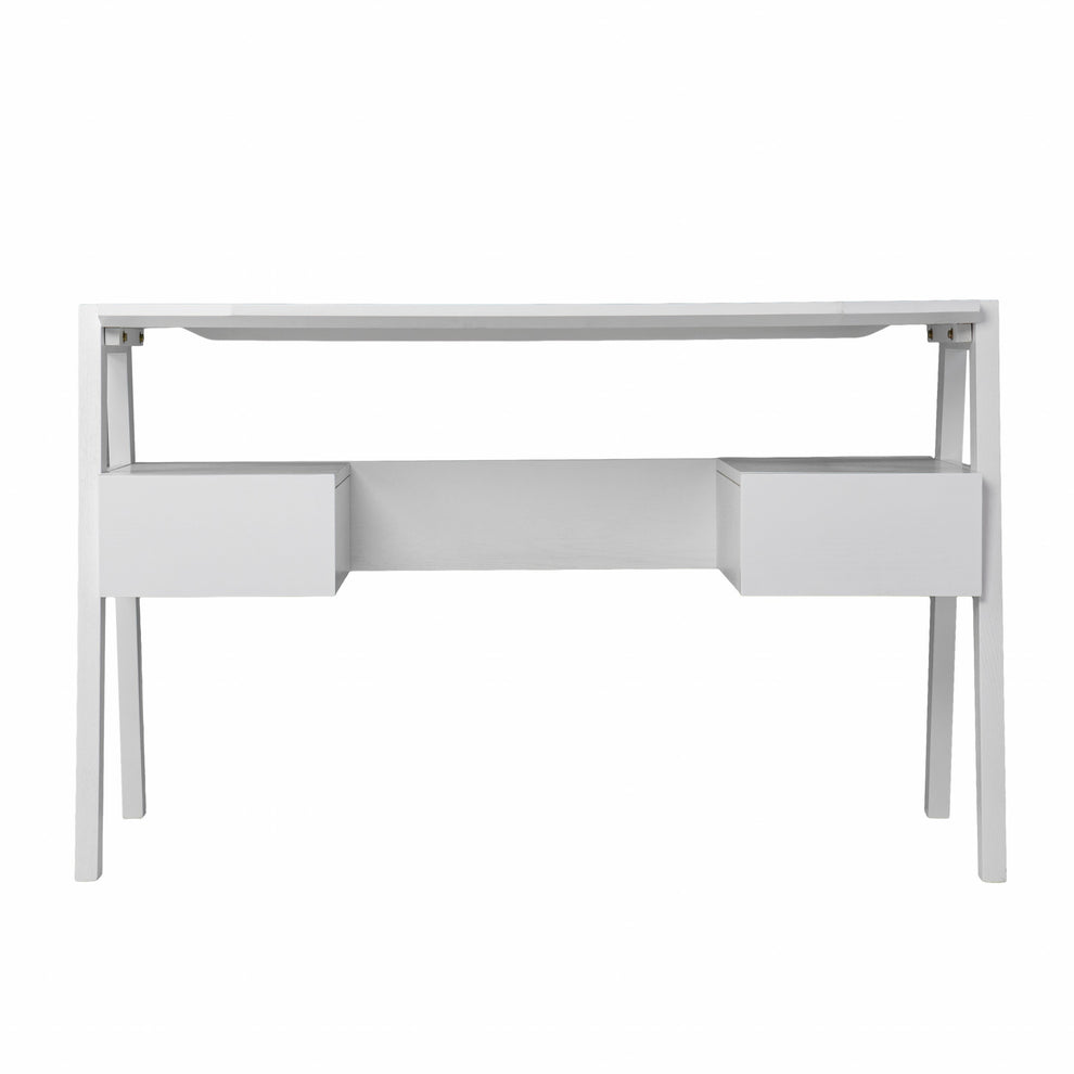 Metallic White Modern Writing Desk By Homeroots | Desks | Modishstore - 4