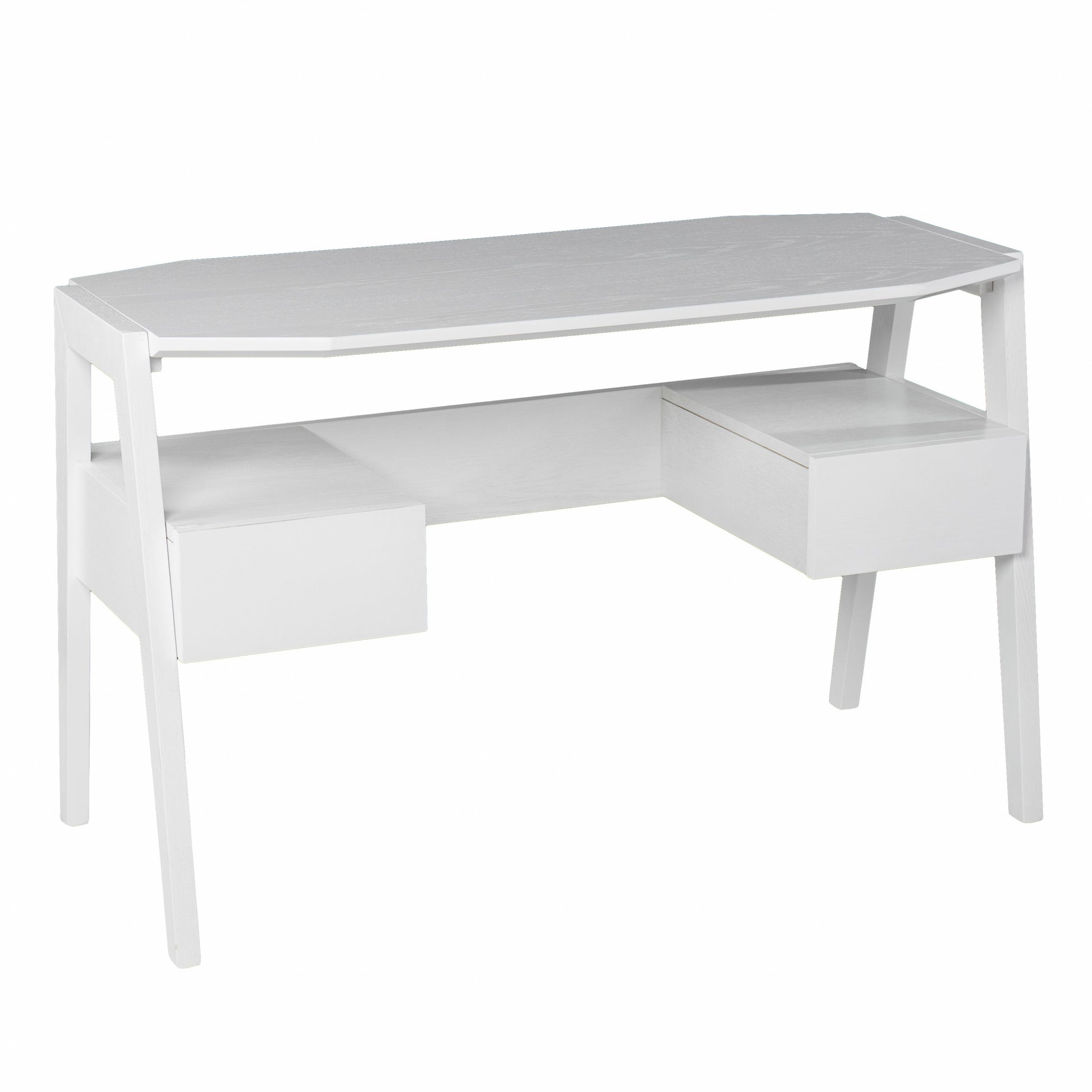 Metallic White Modern Writing Desk By Homeroots | Desks | Modishstore - 5